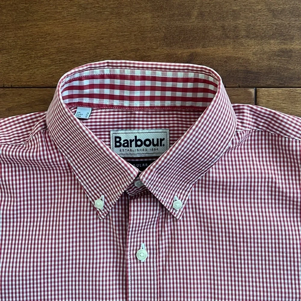 Barbour plaid Mens Buttons down Shirt Short Sleeves Size S - Picture 4 of 13
